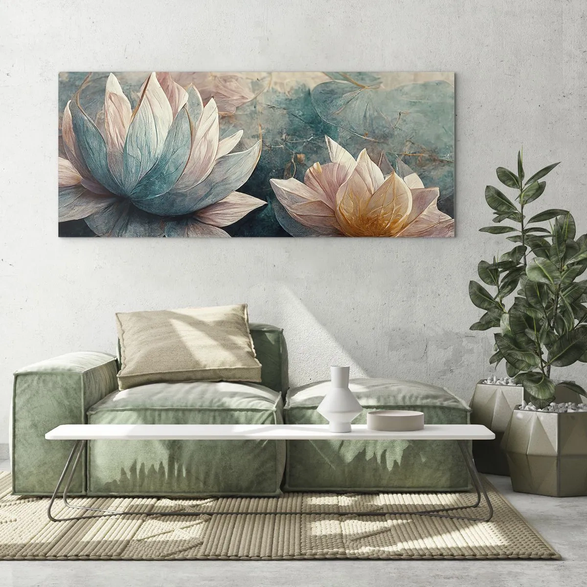 Quadro su vetro - Le stelle del lago - 100x40 cm