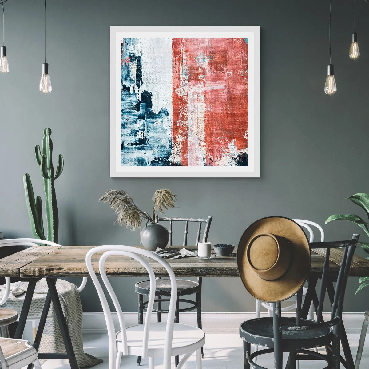 Poster in cornice bianca - Astratto in due metà - 50x50 cm