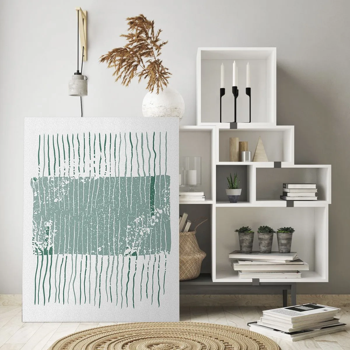 Quadro su vetro - Le linee orizzontali del mare con effetto usurato creano una struttura astratta - 50x70cm - Astrazione marina - Decorazione murale moderna per soggiorno e camera da letto ARTTOR