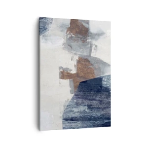 Quadro su tela - Stampe su Tela - Forme astratte nelle tonalità del blu e del marrone - 50x70cm - Forme blu e marroni - Decorazione murale moderna per soggiorno e camera da letto ARTTOR