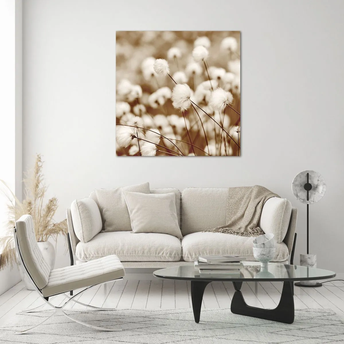 Quadro su vetro - Campo di morbidezza - 60x60 cm