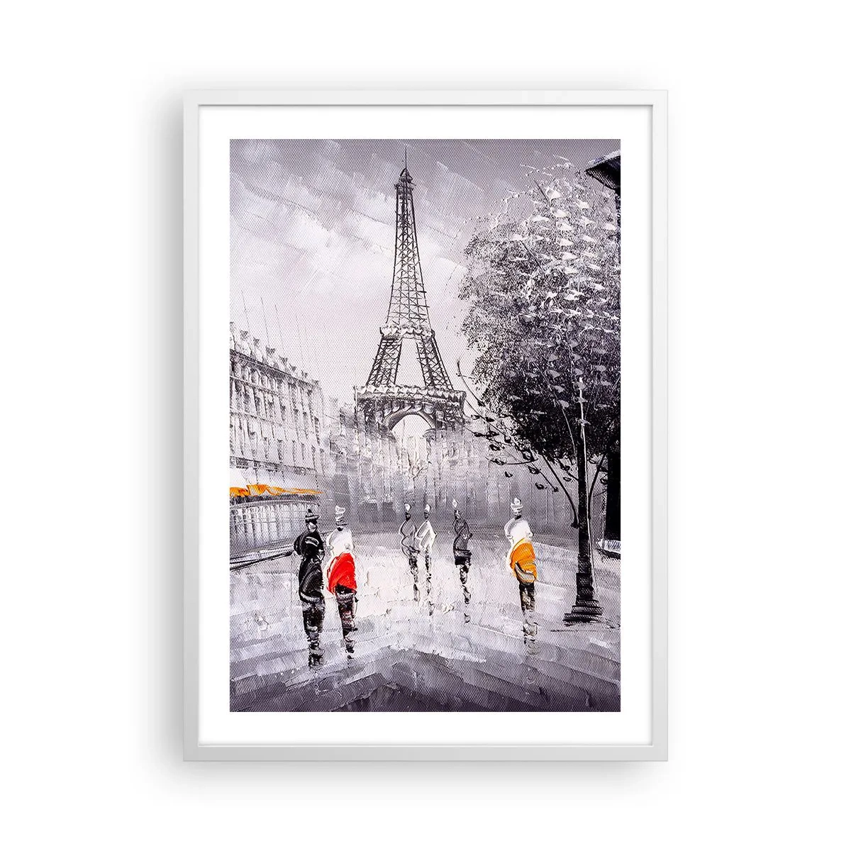 Poster in cornice bianca - Passeggiata a Parigi - 50x70 cm