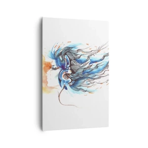 Quadro su tela - Stampe su Tela - Grafica artistica di una donna che indossa cuffie con accenti musicali - 80x120cm - Che suoni la musica - Decorazione murale moderna per soggiorno e camera da letto ARTTOR
