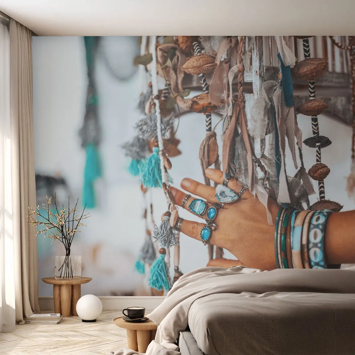 Fotomurali Autoadesivo Deluxe Sticker - Tesori locali - Mano della donna, Gioielleria, Boho - 200x140 cm