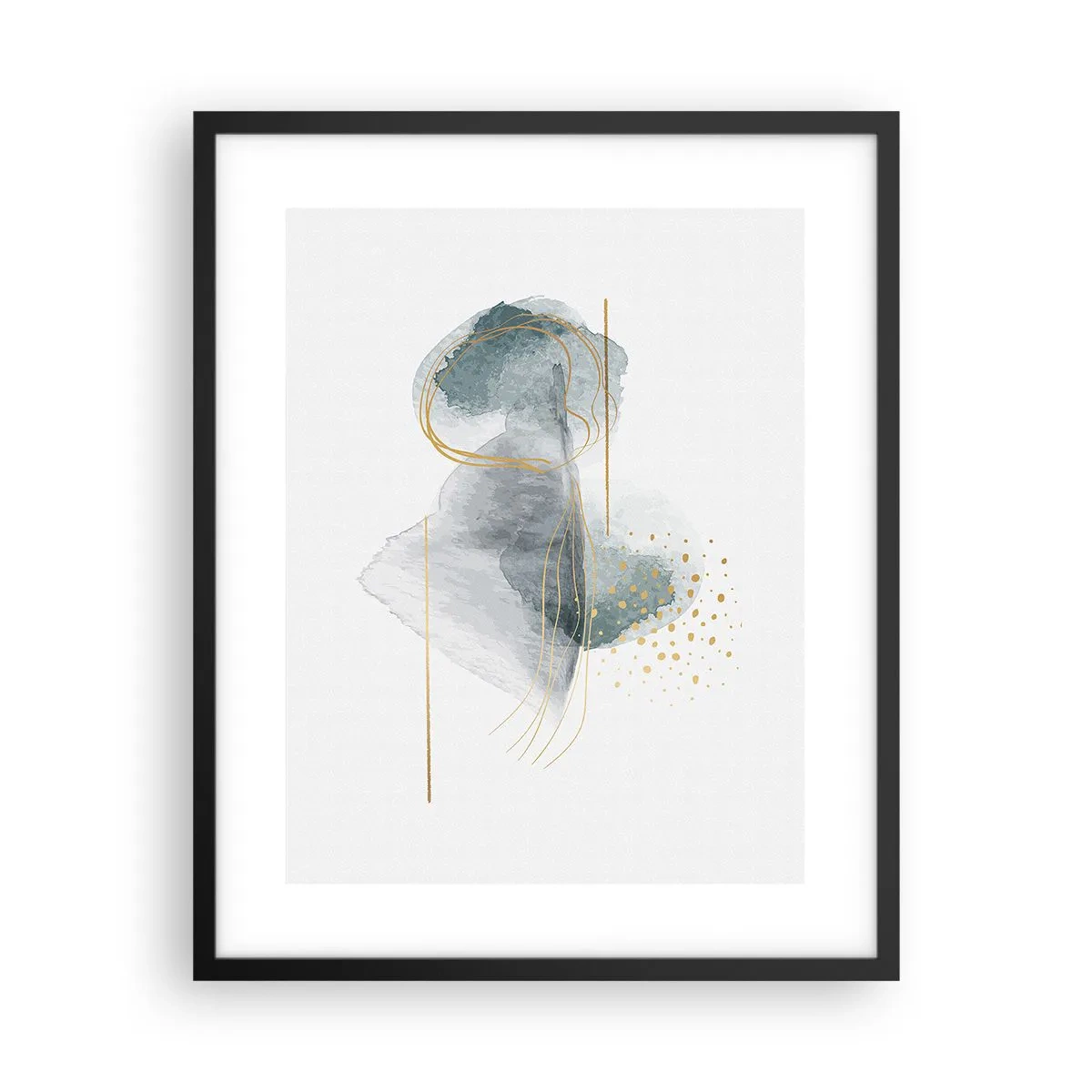 Poster in cornice nera - Sui legami del grigio e dell'oro - 40x50 cm