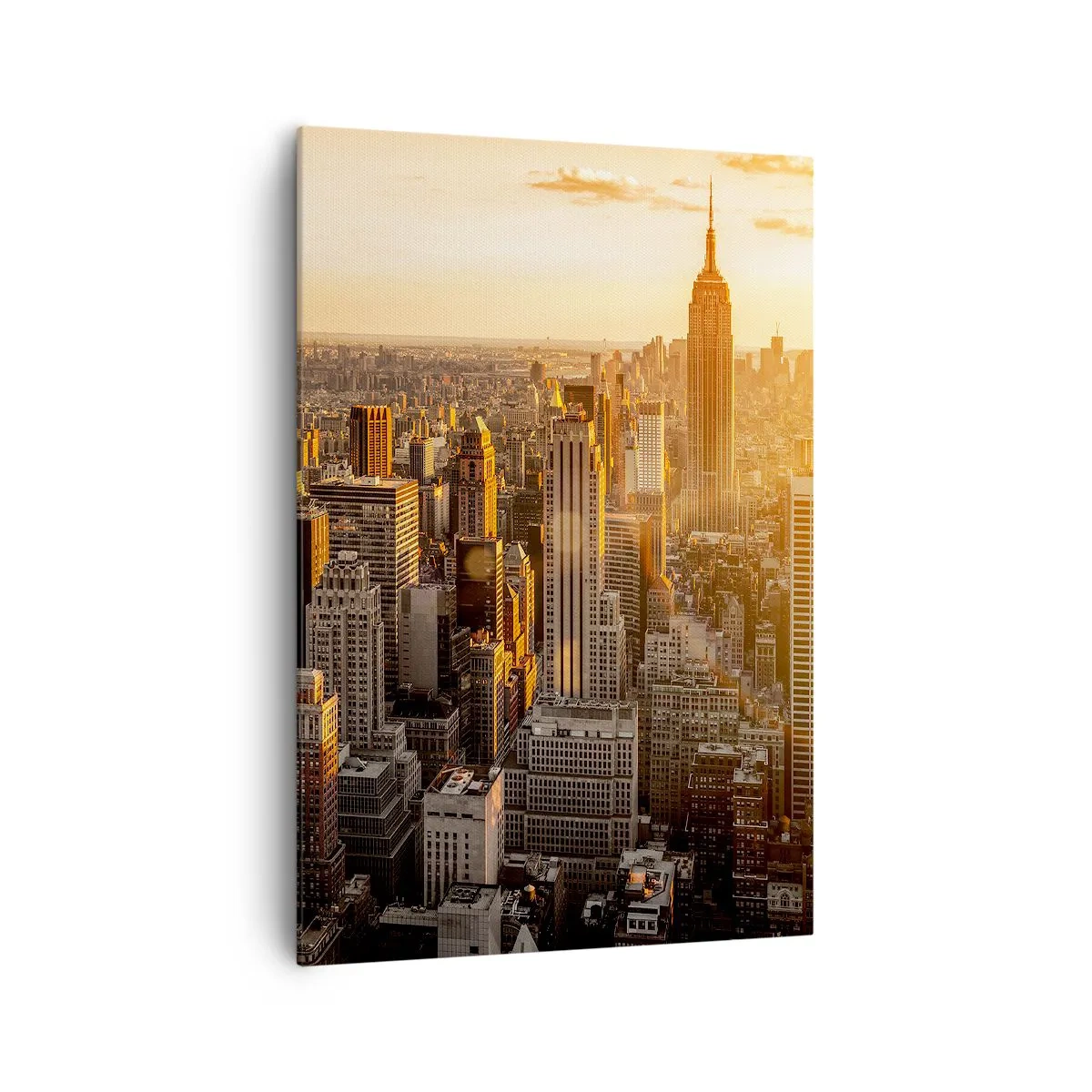 Quadro su tela - Stampe su Tela - Skyline di New York City al tramonto con vista sull'Empire State Building - 70x100cm - Crescere al sole - Decorazione murale moderna per soggiorno e camera da letto ARTTOR