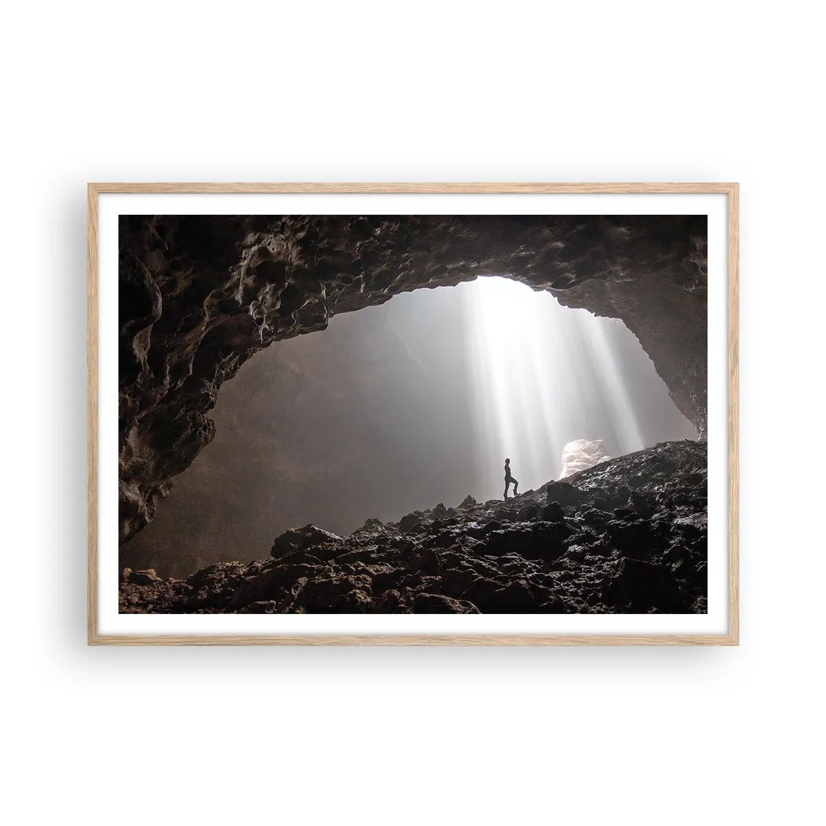 Poster in cornice rovere chiaro - Grotta luminosa - 100x70 cm