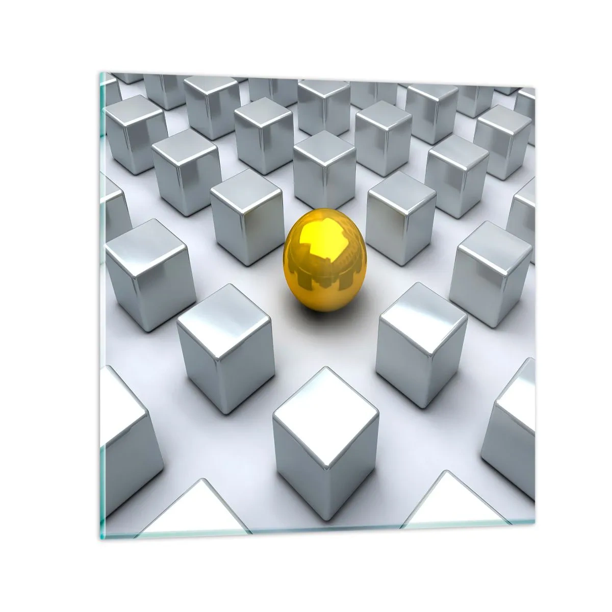 Quadro su vetro - Perché io? Composizione geometrica - 50x50 cm