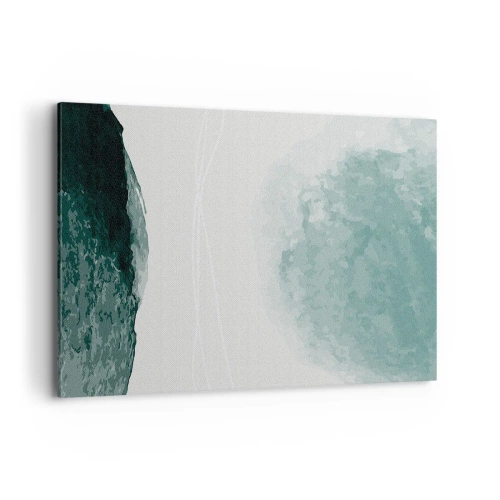 Quadro su tela - Stampe su Tela - Una delicata composizione astratta nelle tonalità del verde, con forme delicate su uno sfondo chiaro. - 120x80cm - Incontro con la nebbia - Decorazione murale moderna per soggiorno e camera da letto ARTTOR