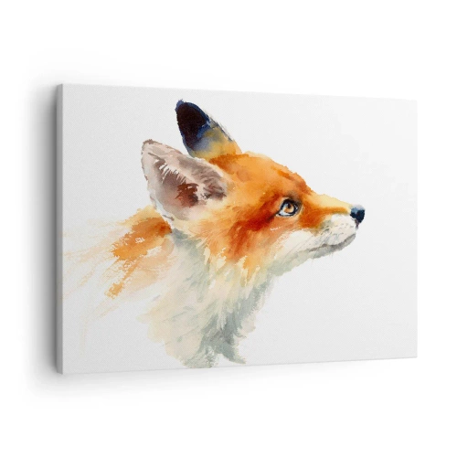 Quadro su tela - Stampe su Tela - Volpe rossa in stile acquerello su sfondo bianco - 70x50cm - La prudenza non è mai troppa - Decorazione murale moderna per soggiorno e camera da letto ARTTOR