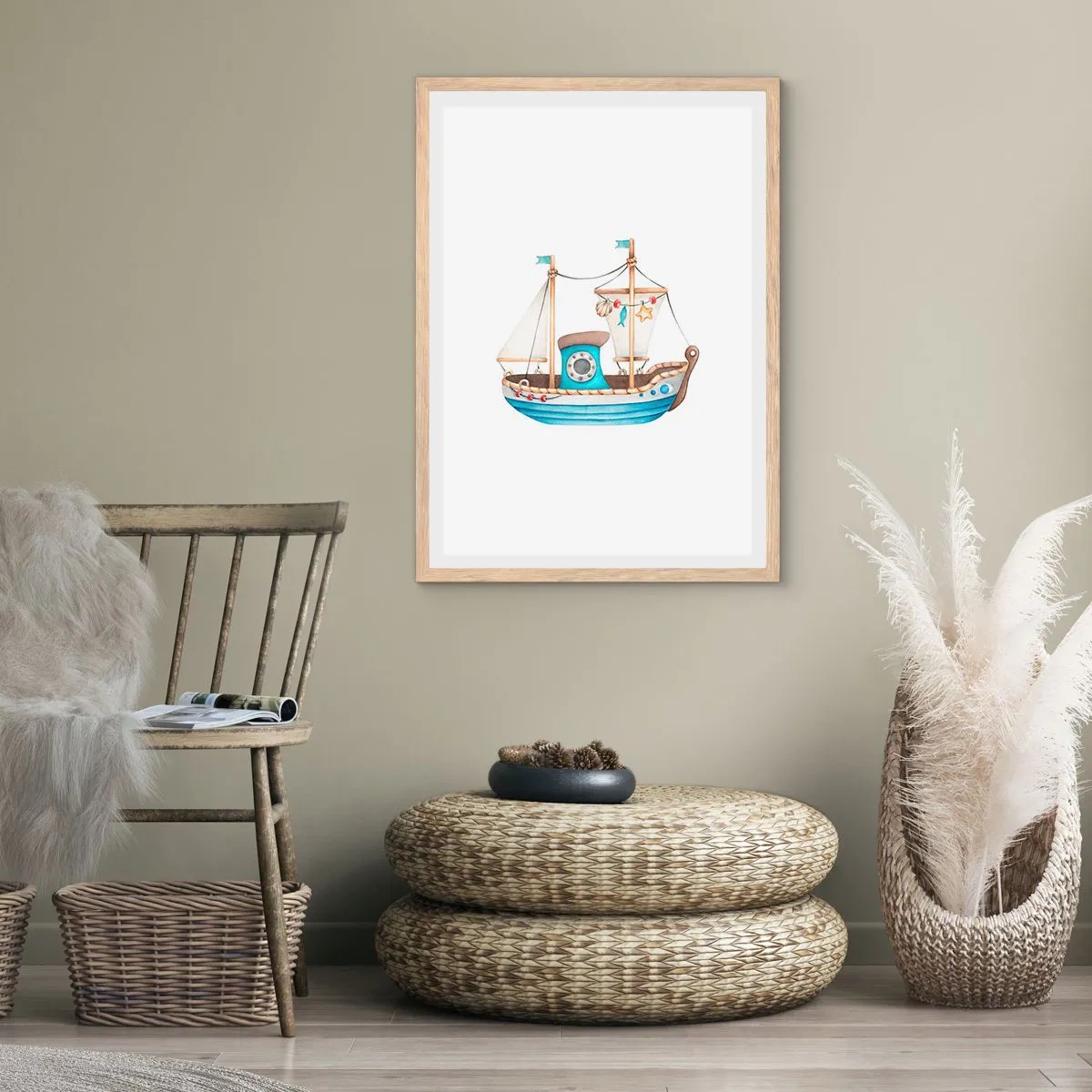 Poster in cornice rovere chiaro - Benvenuta avventura! - 40x50 cm
