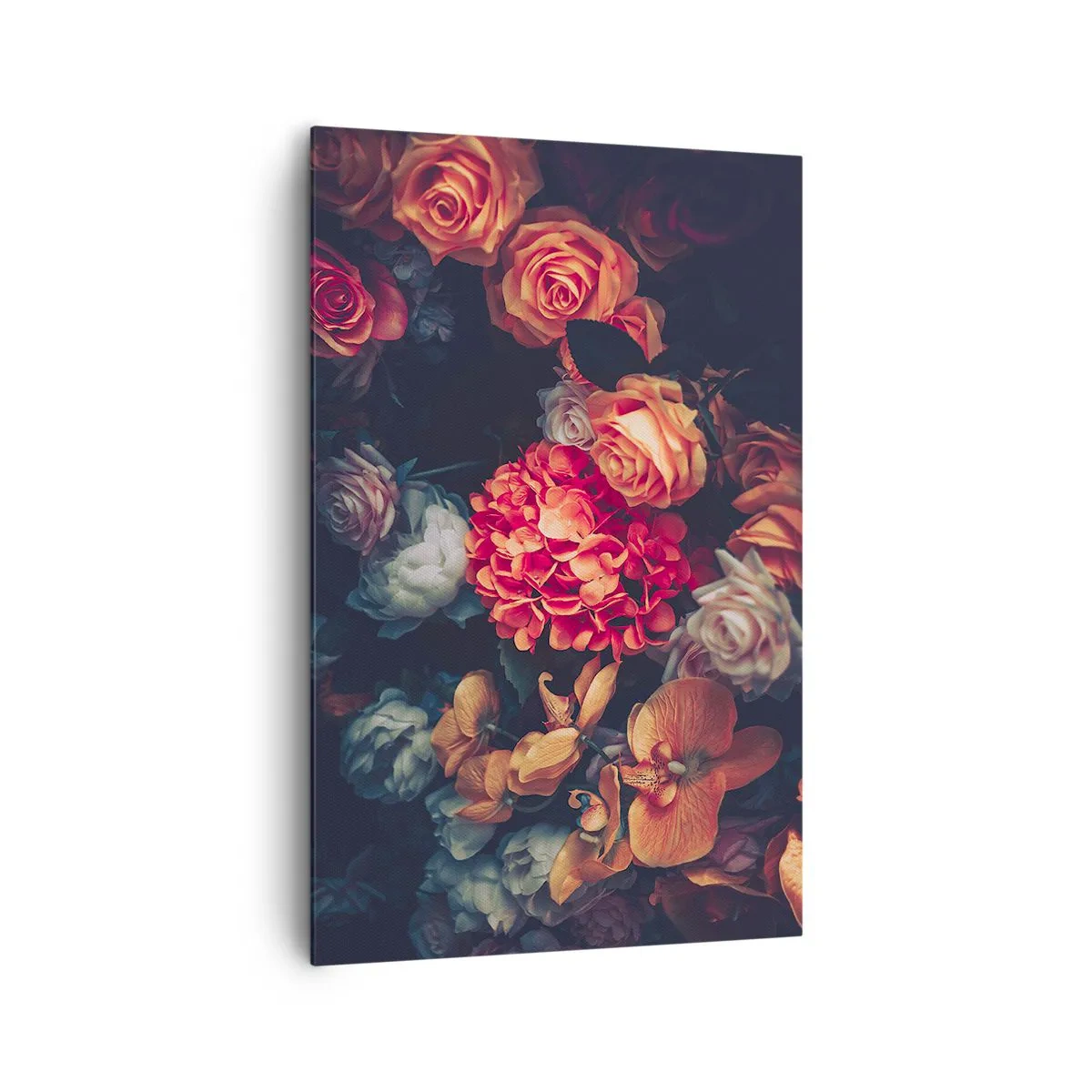 Quadro su tela - Stampe su Tela - Un mazzo di fiori vari in toni scuri - 80x120cm - Come i maestri olandesi - Decorazione murale moderna per soggiorno e camera da letto ARTTOR