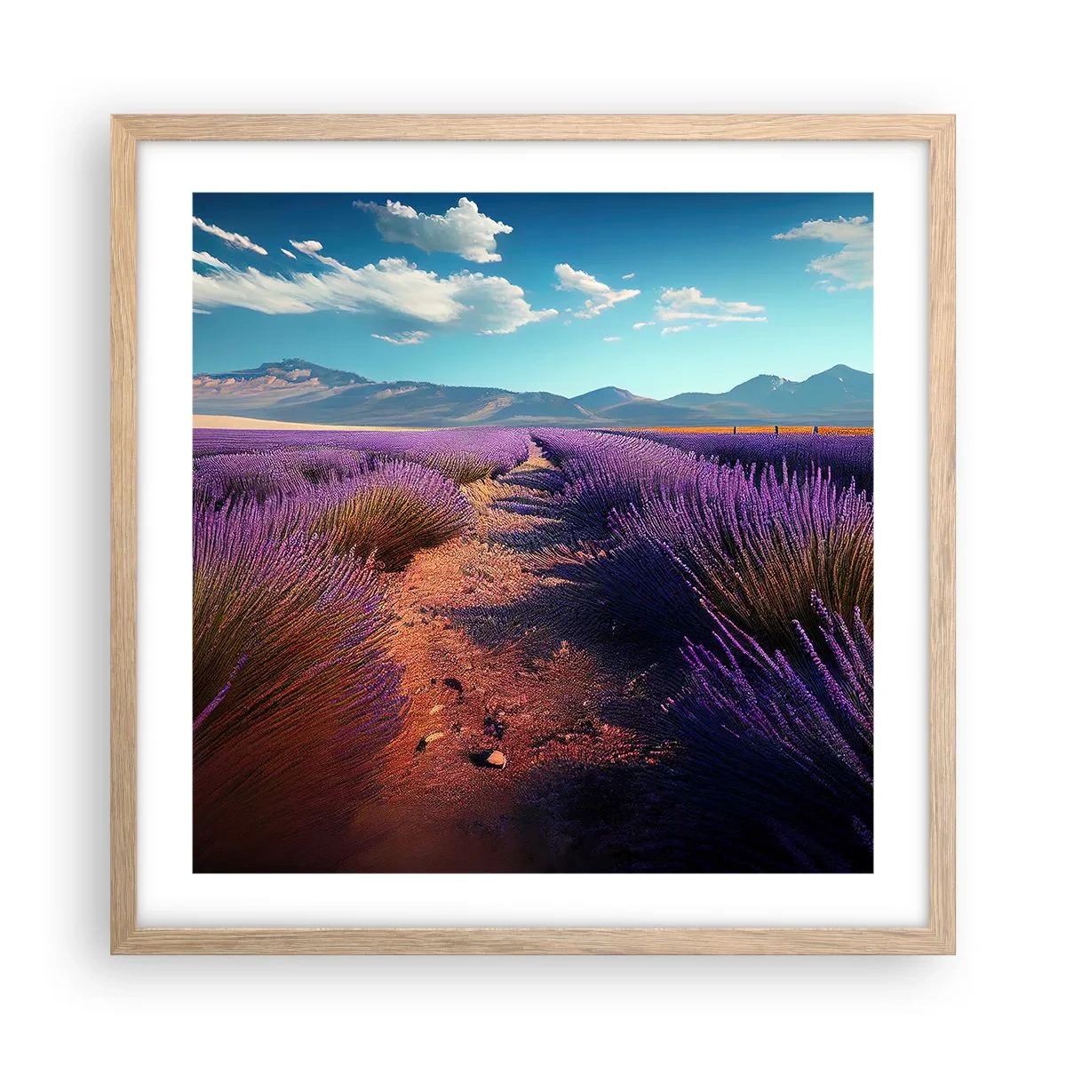 Poster in cornice rovere chiaro - Campi profumati - 50x50 cm