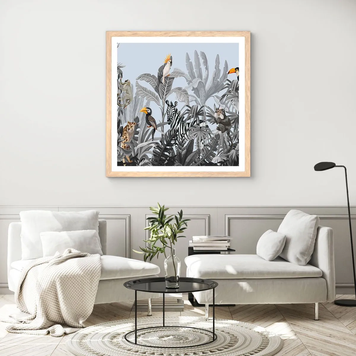 Poster in cornice rovere chiaro - Favola africana - 30x30 cm