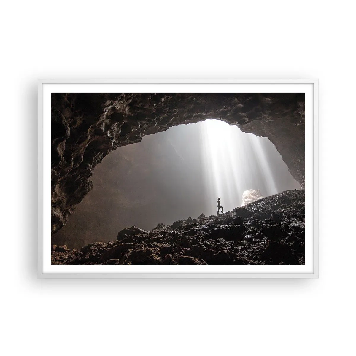 Poster in cornice bianca - Grotta luminosa - 100x70 cm