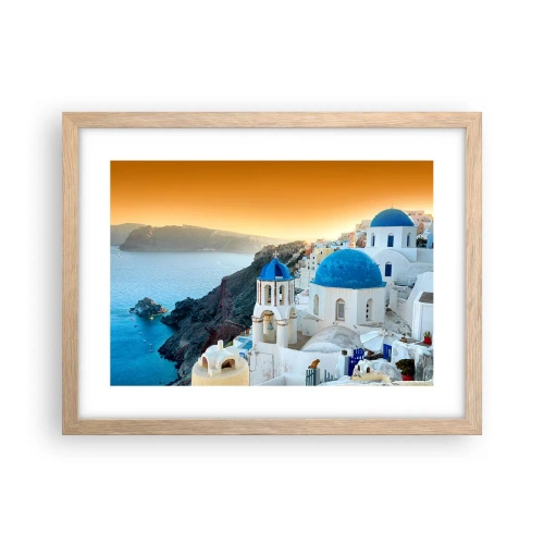 Poster in cornice rovere chiaro - Santorini: aggrappate alle rocce - 40x30 cm