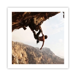 Poster - Il mondo ristretto in una mano sul bordo del masso - 50x50 cm