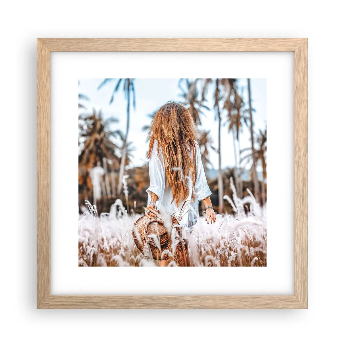 Poster in cornice rovere chiaro - Nata dalla lanugine dell'erba - 30x30 cm