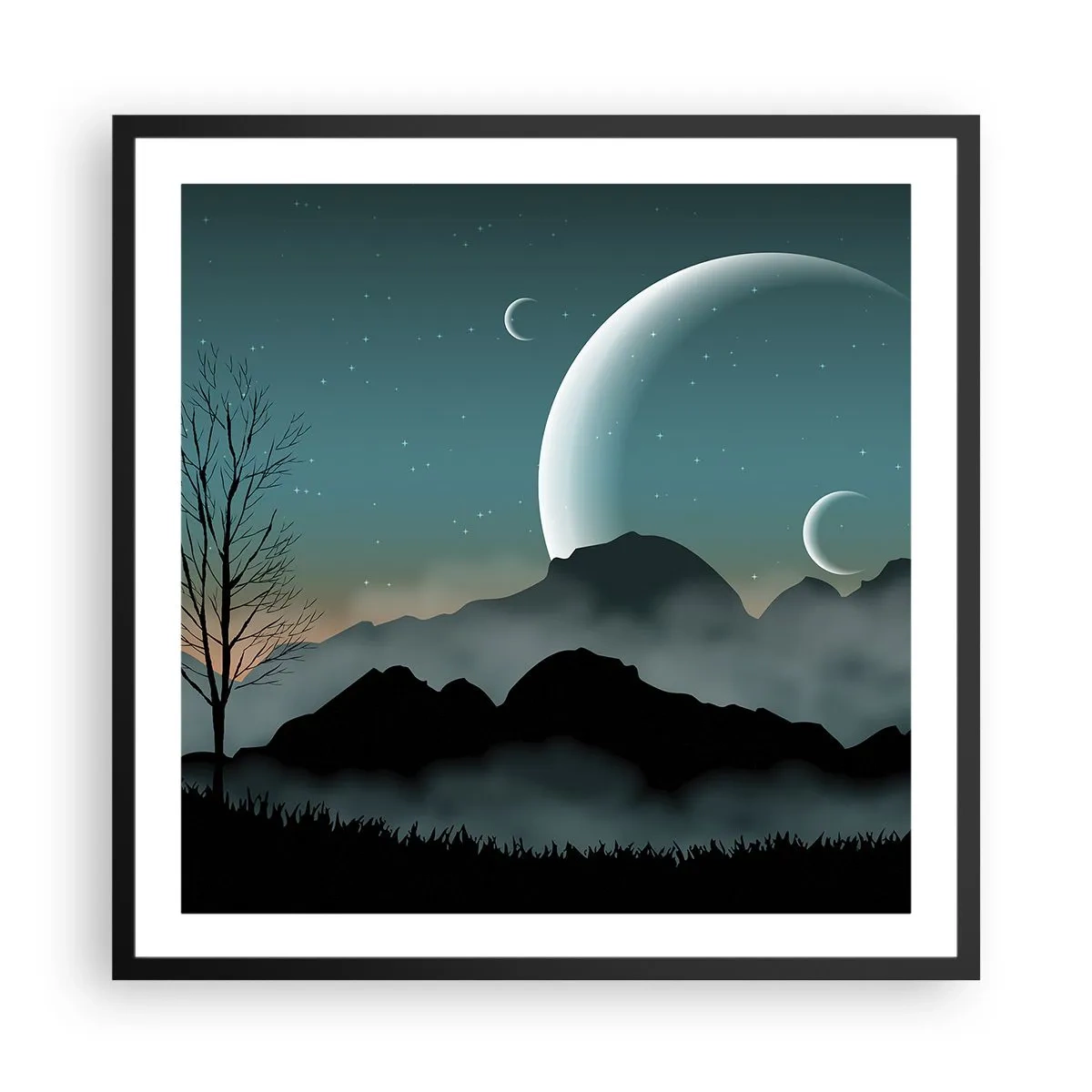Poster in cornice nera - Il carnevale di una notte stellata - 60x60 cm