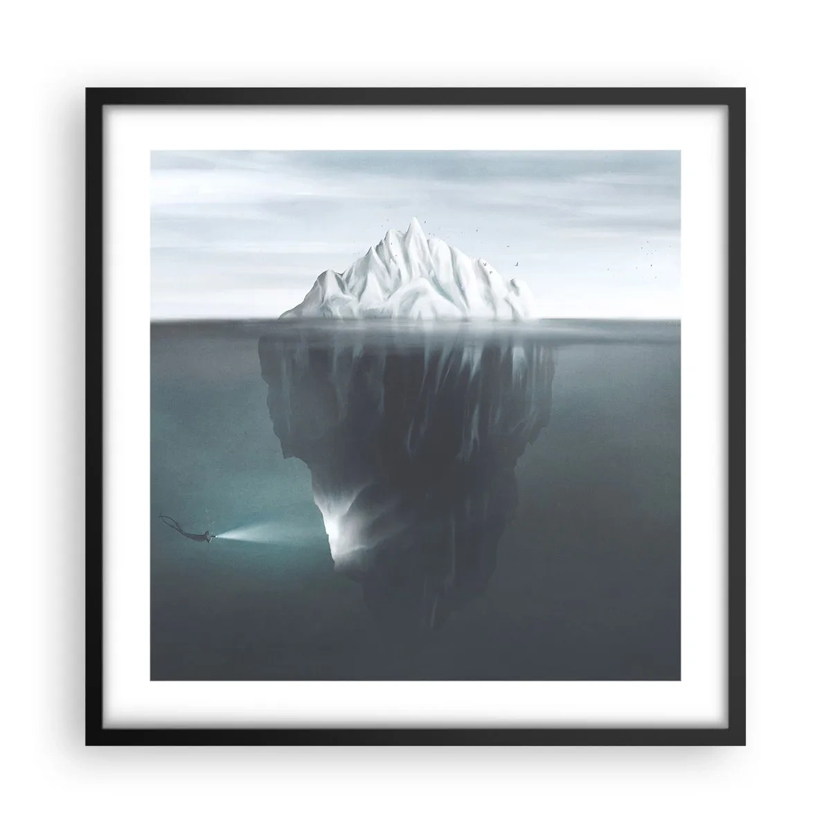 Poster in cornice nera - Mistero sottomarino - 50x50 cm