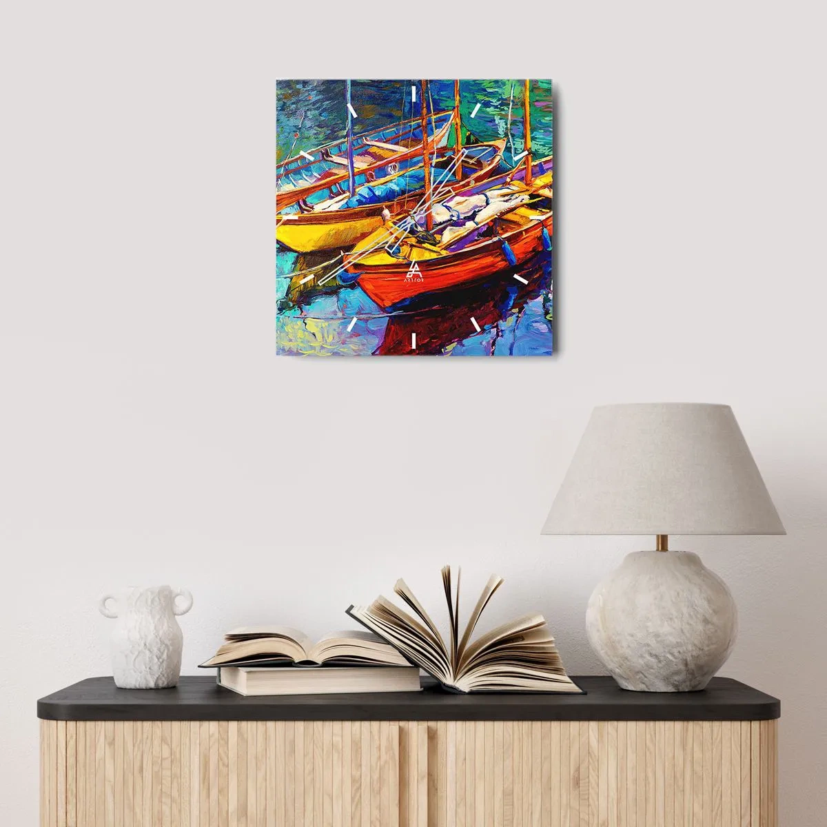 Orologio da parete - Orologio in Vetro - Su un'acqua più densa dei colori - 30x30 cm