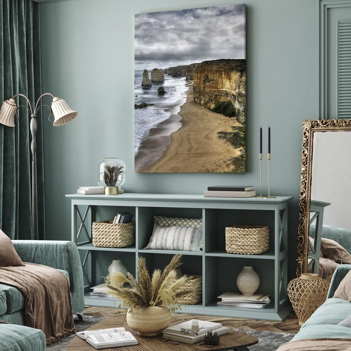 Quadro su tela - Stampe su Tela - Costa rocciosa con spiaggia e formazioni rocciose - 70x100cm - Bellezza selvatica - Decorazione murale moderna per soggiorno e camera da letto ARTTOR