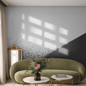 Fotomurali Premium Sand - Astrazione in bianco e nero con effetto schizzi e contrasto - 100x70cm - Più veloce, sempre di più - Decorazione murale moderna per soggiorno e camera da letto ARTTOR