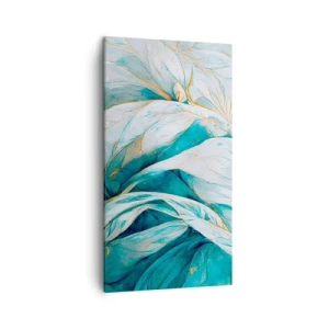 Quadro su tela - Stampe su Tela - Astrazione blu con motivi d'oro - 45x80 cm