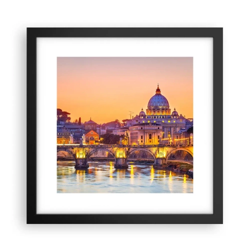 Poster in cornice nera - Tramonto sulla Città Eterna - 30x30 cm