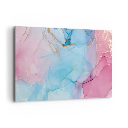 Quadro su tela - Stampe su Tela - Motivi pastello astratti con accenti dorati - 120x80cm - Incontro e compenetrazione - Decorazione murale moderna per soggiorno e camera da letto ARTTOR