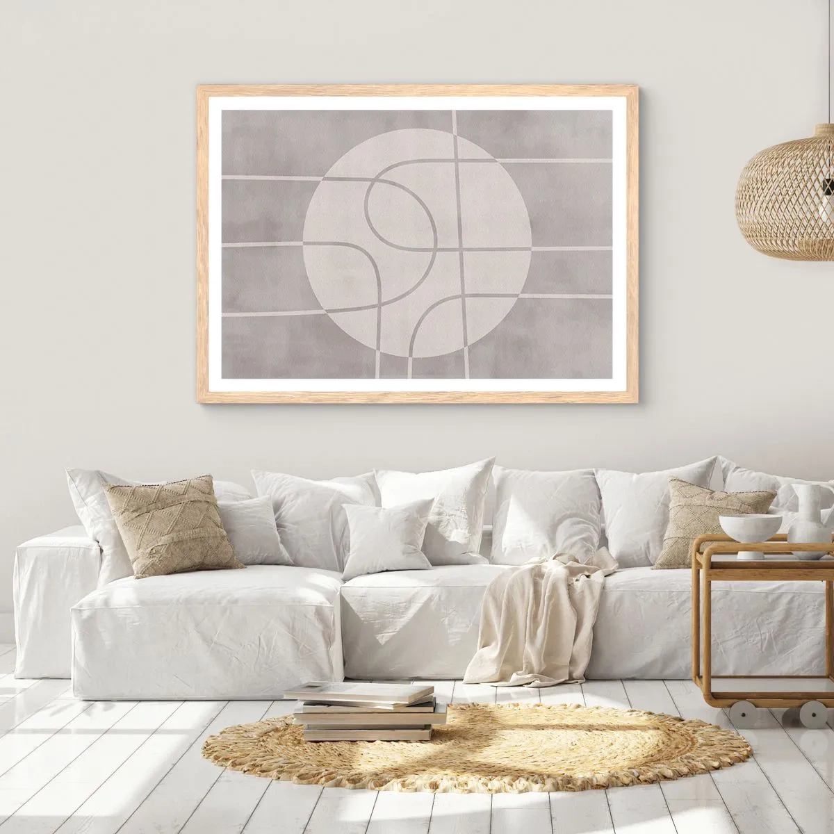 Poster in cornice rovere chiaro - Tondo e dritto - 100x70 cm