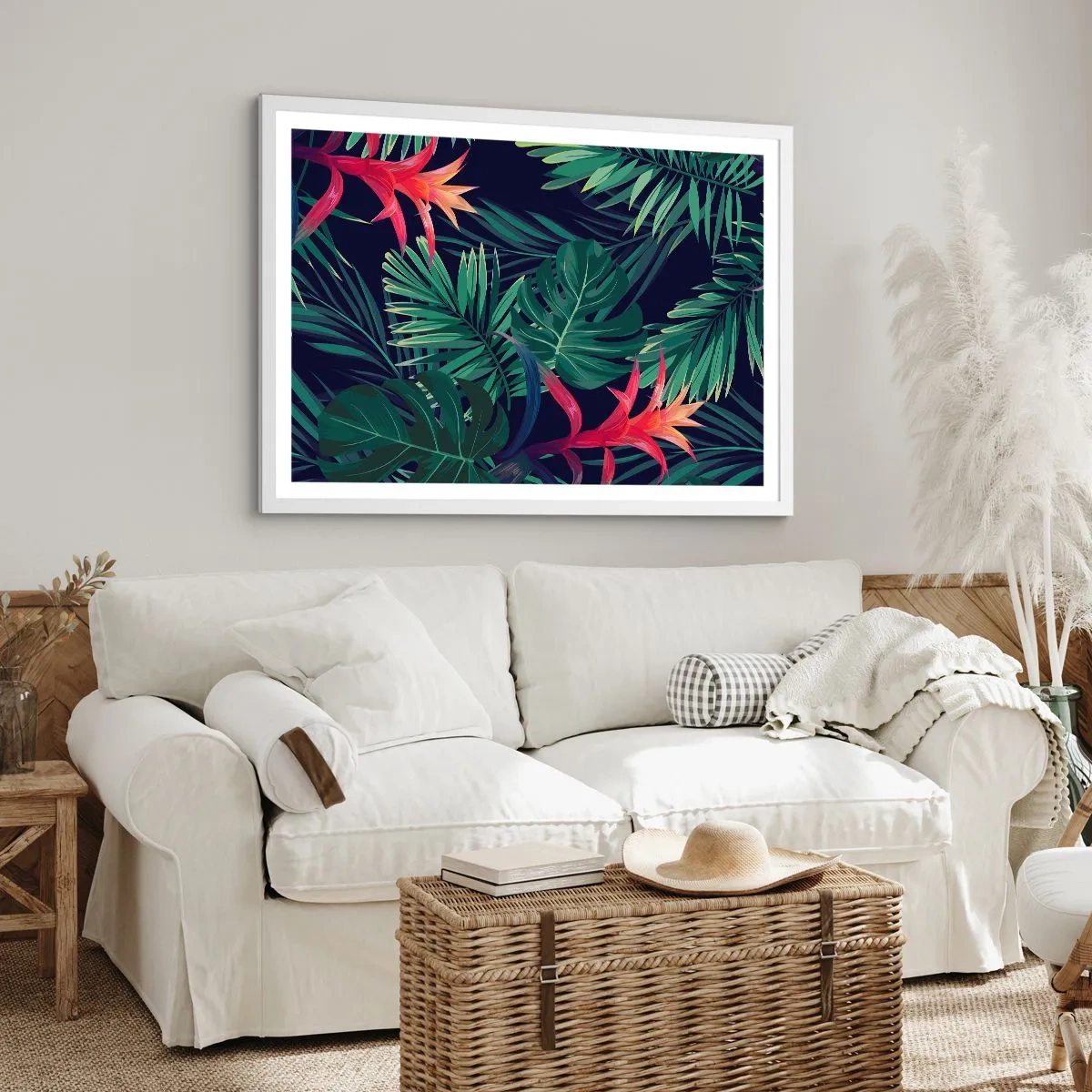 Poster in cornice bianca - Fiammante nel verde - 100x70 cm