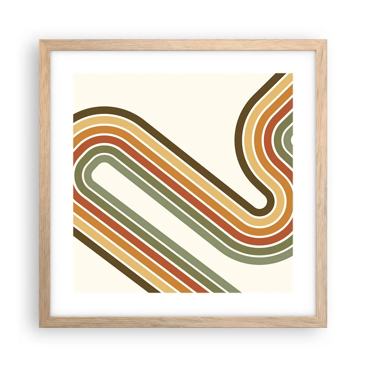 Poster in cornice rovere chiaro - Zig zag fino alla meta - 40x40 cm