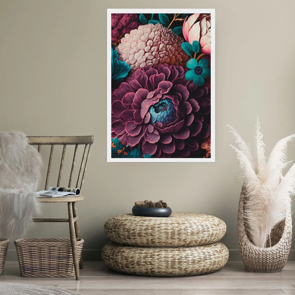 Poster - Una composizione floreale in tonalità intense - 50x70cm - Ricchezza della natura - Decorazione murale moderna per soggiorno e camera da letto ARTTOR
