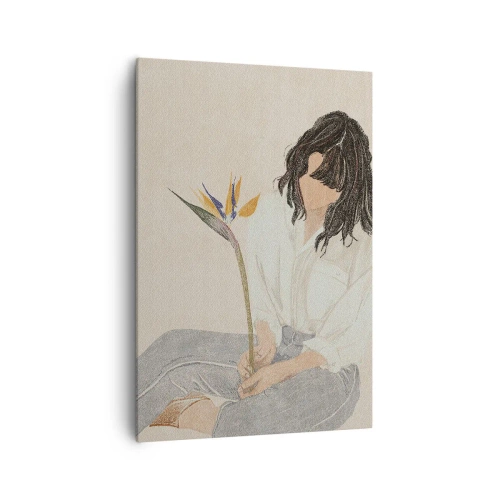 Quadro su tela - Stampe su Tela - Ritratto con fiore esotico - 70x100 cm
