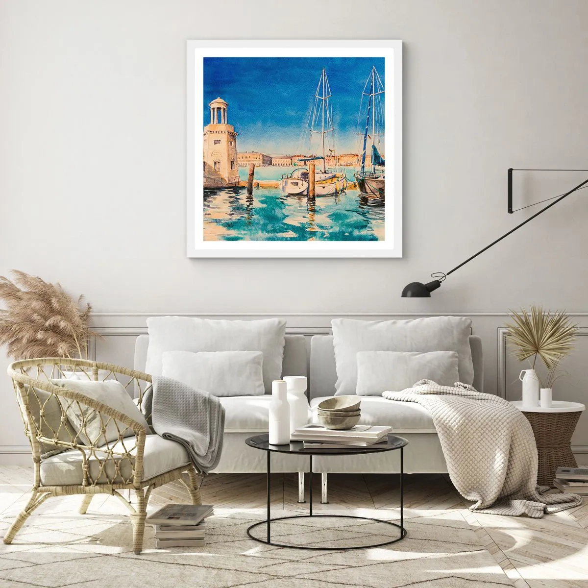 Poster in cornice bianca - La laguna assolata - 60x60 cm