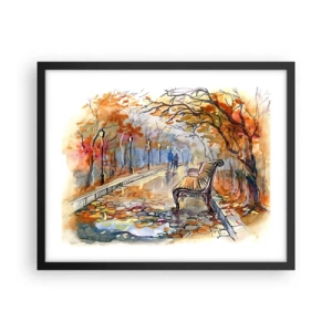 Poster in cornice nera - Passeggiando insieme l'autunno - 50x40 cm