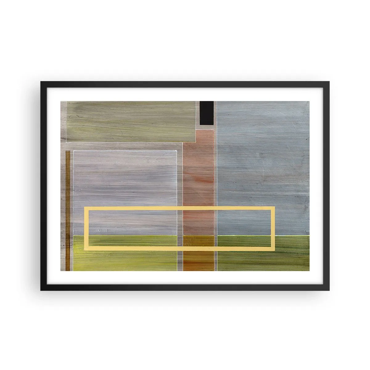 Poster in cornice nera - Composizione geometrica in colori pastello con rettangoli - 70x50cm - Semplice e tranquillo - Decorazione murale moderna per soggiorno e camera da letto ARTTOR