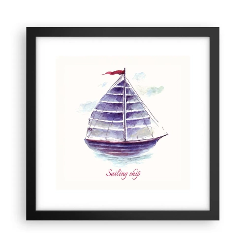 Poster in cornice nera - Gonfie vele e mare calmo - 30x30 cm