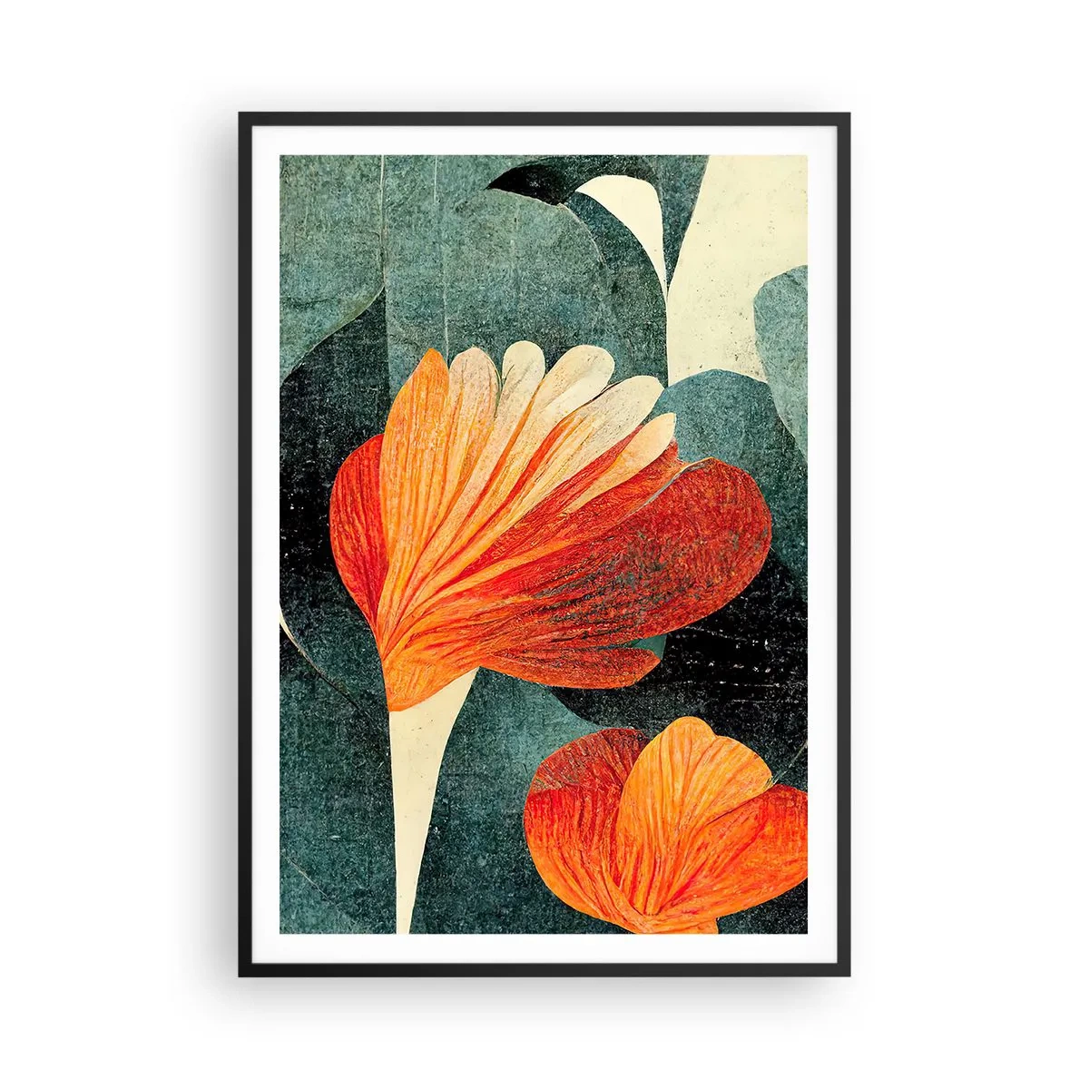 Poster in cornice nera - Caldo dei tropici e fresco del verde - 70x100 cm