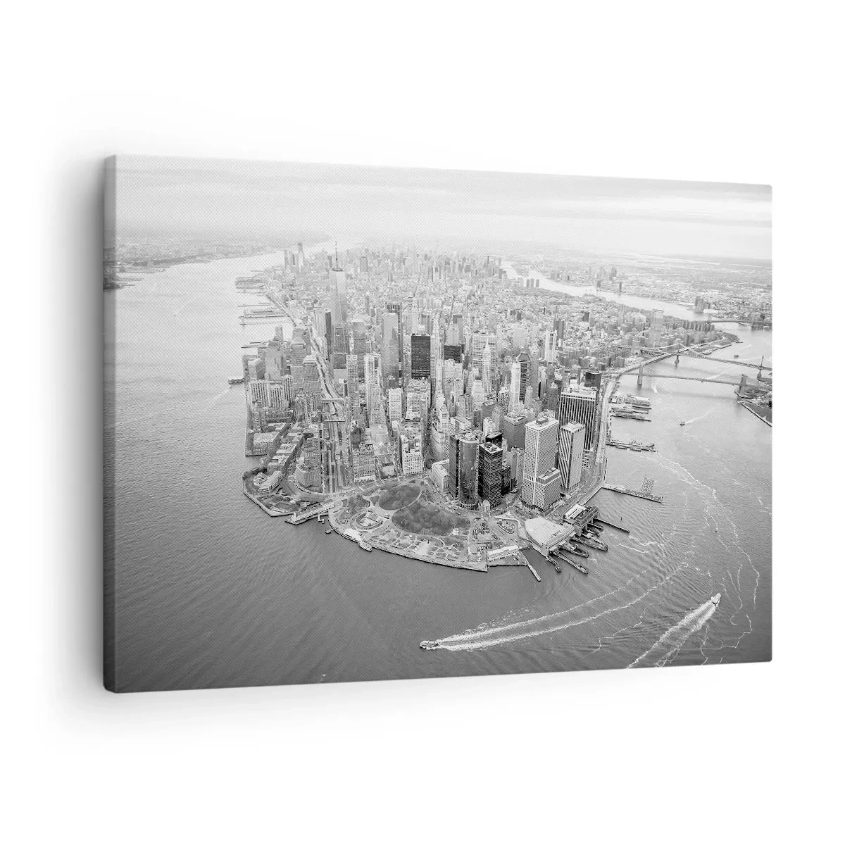 Quadro su tela - Stampe su Tela - Vista aerea di Manhattan in bianco e nero - 70x50cm - Come non amarla? - Decorazione murale moderna per soggiorno e camera da letto ARTTOR