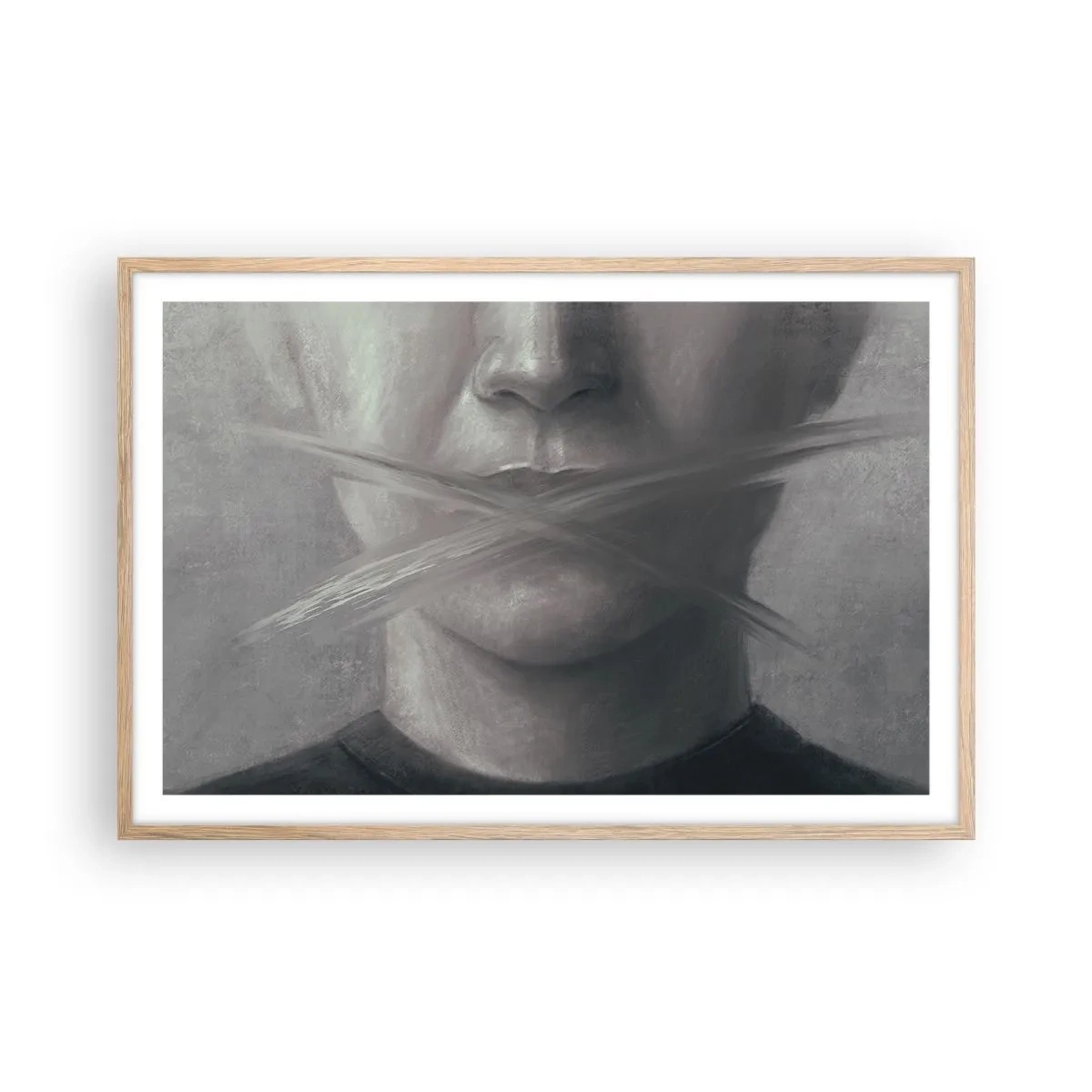 Poster in cornice rovere chiaro - Neanche una parola - 91x61 cm