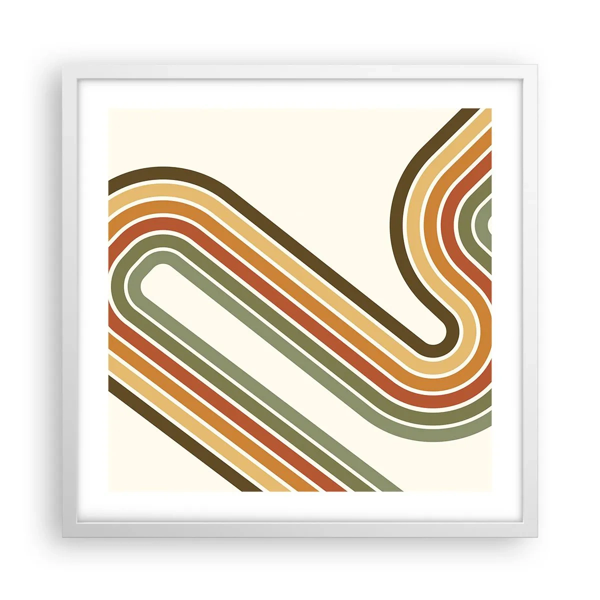 Poster in cornice bianca - Zig zag fino alla meta - 50x50 cm
