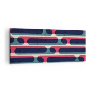 Quadro su tela - Stampe su Tela - Motivo geometrico retrò con colori pastello - 120x50cm - Avanti fino in fondo - Decorazione murale moderna per soggiorno e camera da letto ARTTOR