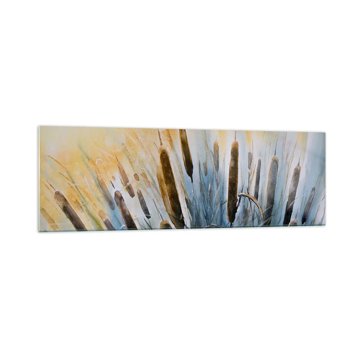 Quadro su vetro - Canne pittoresche sotto i raggi del sole - 160x50cm - Fresco dell'acqua, calore del sole - Decorazione murale moderna per soggiorno e camera da letto ARTTOR