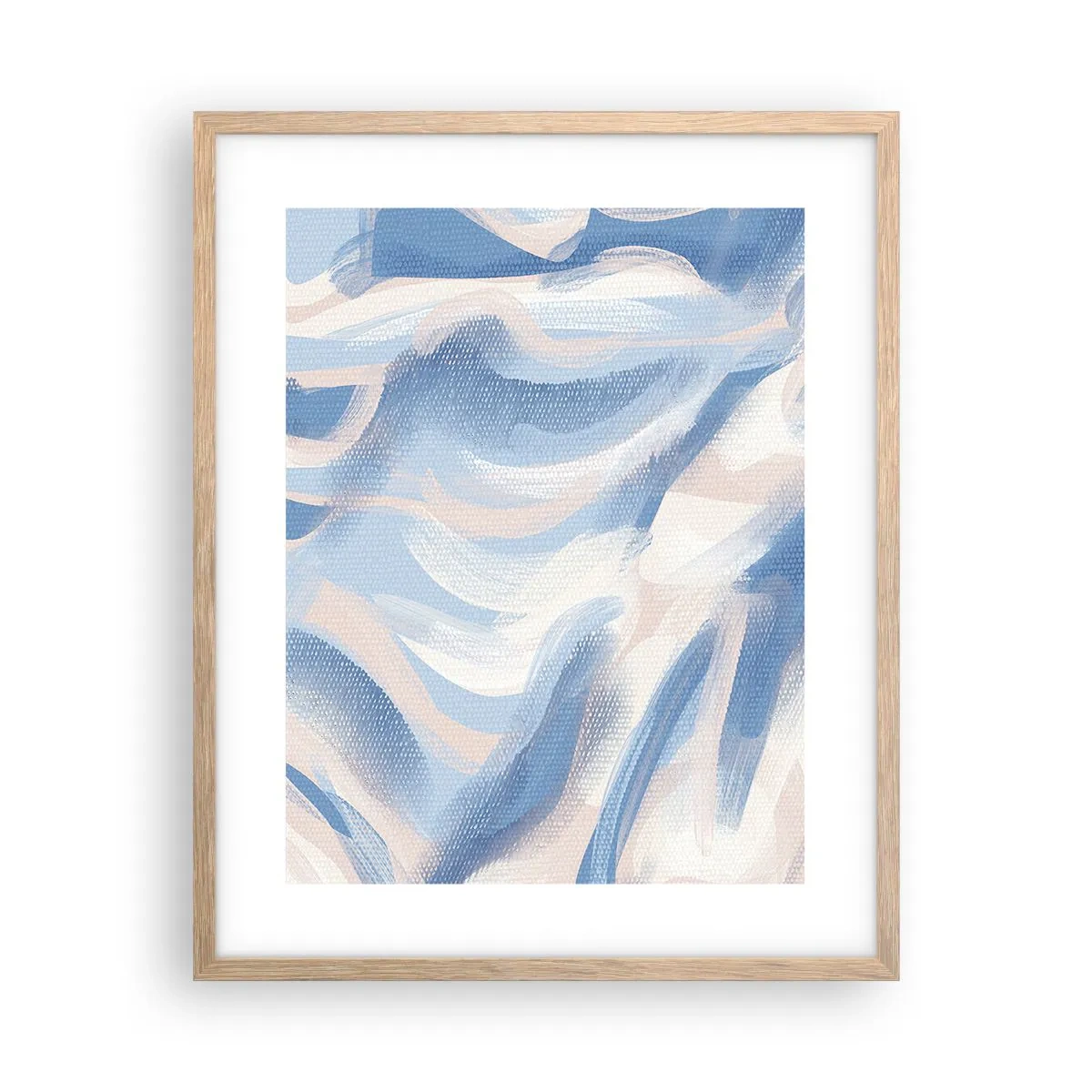 Poster in cornice rovere chiaro - Ondulazioni azzurre - 40x50 cm