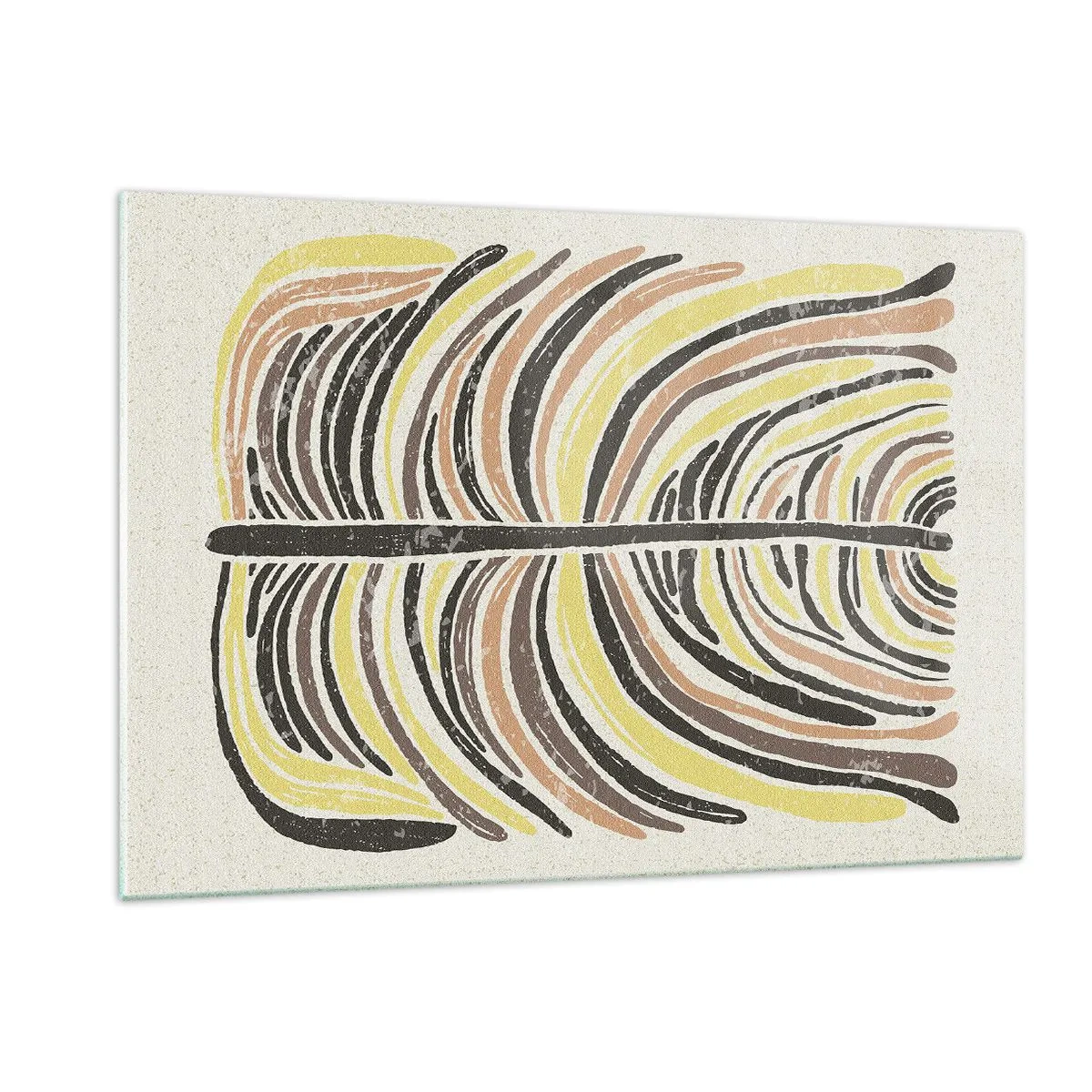 Quadro su vetro - Astrazione organica nei toni caldi della terra su uno sfondo chiaro - 120x80cm - Astrazione piena di vita - Decorazione murale moderna per soggiorno e camera da letto ARTTOR