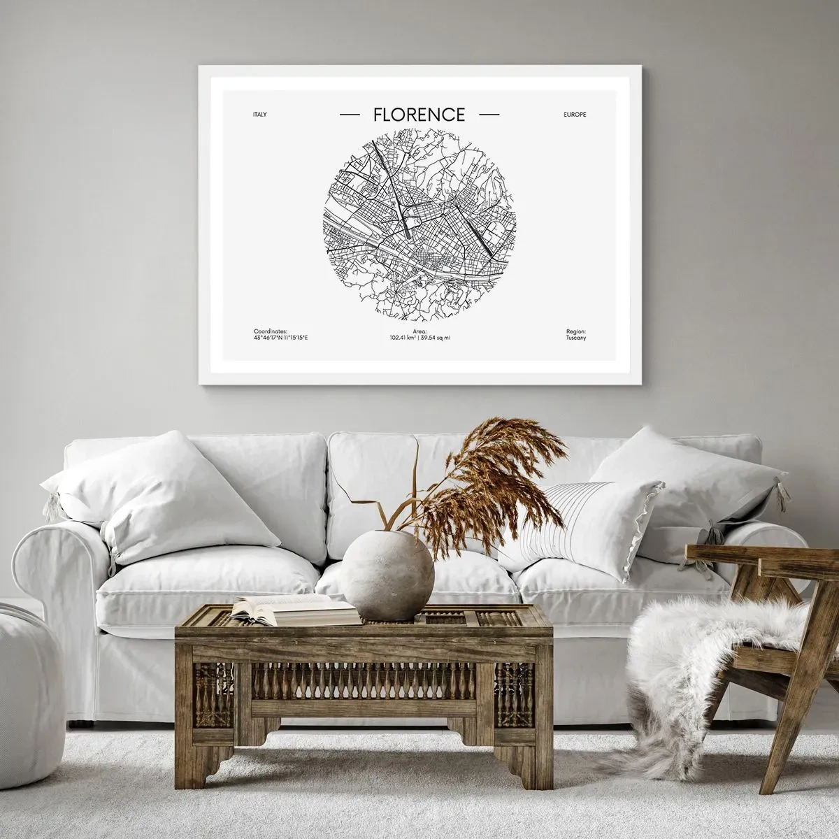 Poster in cornice bianca - Anatomia di Firenze - 91x61 cm