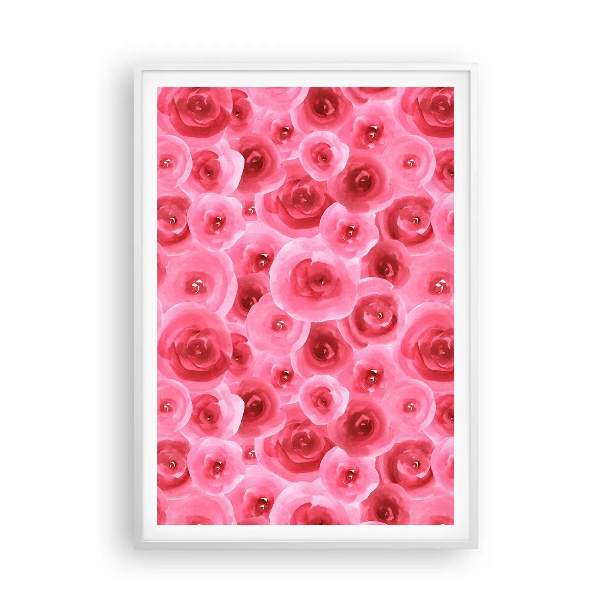 Poster in cornice bianca - Rose in alto e in basso - 70x100 cm