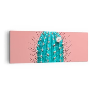 Quadro su tela - Stampe su Tela - Un'interpretazione artistica di un cactus su uno sfondo rosa - 140x50cm - Stai attento - Decorazione murale moderna per soggiorno e camera da letto ARTTOR
